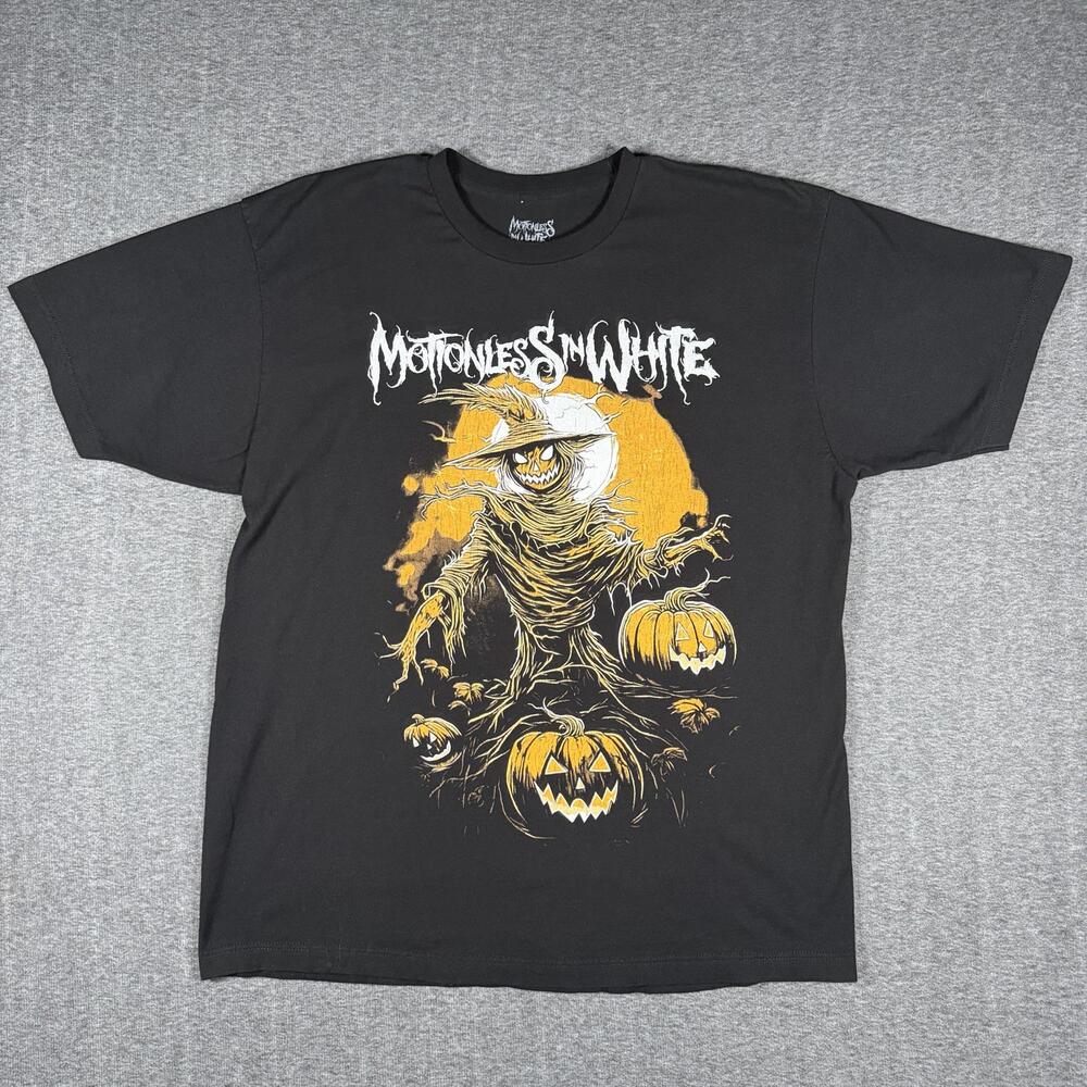Motionless In White Scarecrow Pumpkin T Shirt Mens XL Halloween Metal Band
